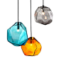 【不规则形状组合吊灯】三代水晶玻璃灯罩，人工吹制，炫丽光彩；不规则的形状搭配上不同的色彩，是灯具也是一个玻璃艺术品。￥389
