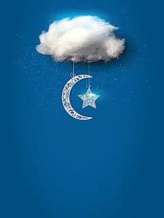 矢量儿童文艺棉花糖星月背景