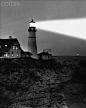 Low angle view of a lighthouse on the coast, Portland Head Lighthouse, Cape Elizabeth, Maine, USA