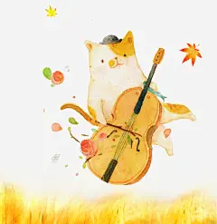 手绘可爱猫咪插画高清素材 可爱 吉他 手绘 插画 文艺 清新 猫咪 秋季 音乐 元素 免抠png 设计图片 免费下载