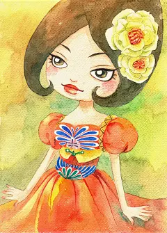 @FloraZeng花花 水彩手机壁纸【by FloraZeng花花 80后资深插图师 成立：爱绘studio 已出版《爱绘生活》第一册和第二册，台湾版《风格手绘》在杂志上发表《花爱》《爱美丽》等】