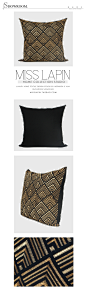 新中式/样板房家居软装沙发床头靠包抱枕/黑金几何图案绣花方枕