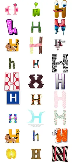 ps英文字母H艺术字体设计