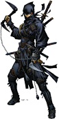 Rieko by Wayne Renolyds. The ninja "Iconic" character for Pathfinder. Iconic characters in Pathfinder illustrate the hows and whys of class to players both new and old, along with having their own place in the setting.