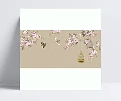 手绘中国风工笔花鸟背景墙装饰画|花鸟工笔,手绘,新中式,中国风,古典,禅意,时尚,现代,鸟,鸟笼,字画,古画,国画,工笔画,牡丹,背景图库