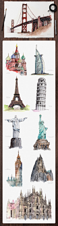 世界风景名胜旅游建筑地标海报包装 jpg图片设计格式素材  (2)