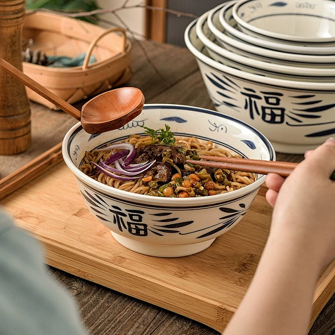 陕西大碗面碗商用炸酱面油泼臊子面牛肉面羊肉汤碗中式福字密胺碗-淘宝网-花瓣网