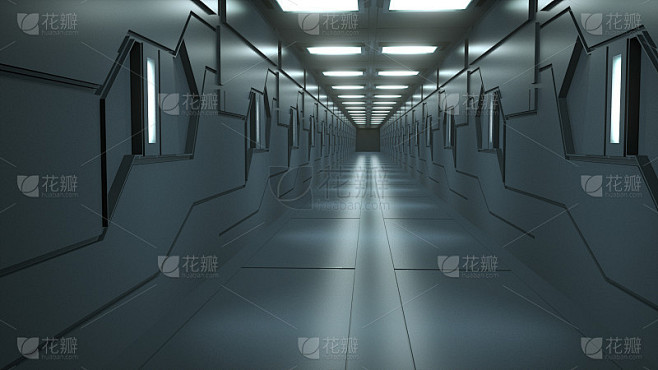 3 d渲染。未来科幻走廊