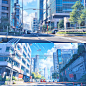 AI现代城市建筑场景素材 影视游戏场景概念设定 背景临摹插画设计