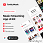95屏流媒体音乐播放器应用设计套件 Tunify – Music Streaming App UI Kit .figma