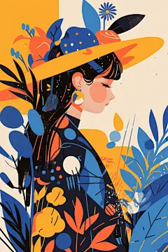 民族女孩图片插画