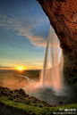 塞利亞蘭瀑布。冰島。。