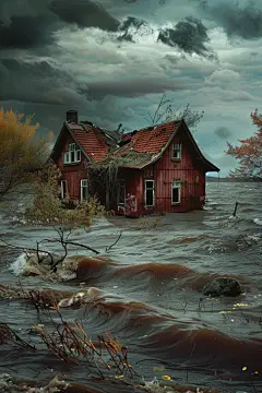 自然灾害春汛大水图片