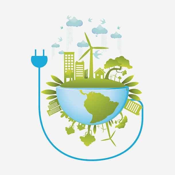 节能环保高清素材保护地球地球插头绿色环保节能减排免抠png设计图片