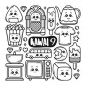 Kawaii Ikony Ręcznie Rysowane Doodle Kol... | Premium Vector #Freepik #vector #reka #charakter #karykatura #rysowane-recznie