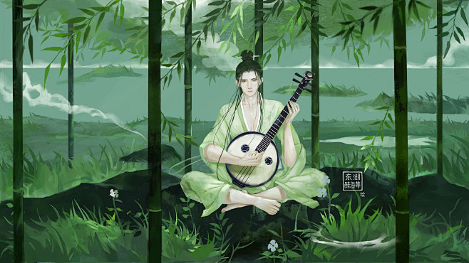 竹林七贤阮咸画师微博id东湖醋海带