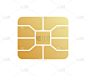 金色EMV芯片图标。安全的网上银行芯片。