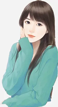 手绘小女孩png免抠素材_新图网 https://ixintu.com 手绘 女孩 文艺 托腮 蓝衣 少女 插画 灵动 美女插画 现代美女 美女图片 美女