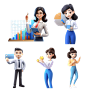 素材组合-通用软3D立体银行保险销售金融人物贴纸