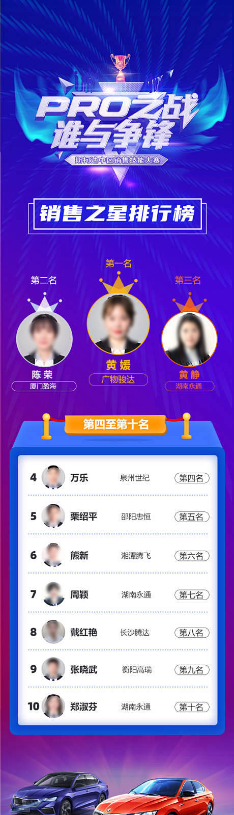 汽车销售大赛精英龙虎榜长图-源文件分享-...