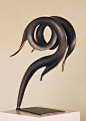 black - abstract bronze sculpture - Trevor Askin - The Clacullen lightning bolt of debt: 