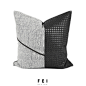 FEI灰黑色拼接抱枕千鸟格现代简约几何样板房间客厅沙发靠垫方枕-淘宝网