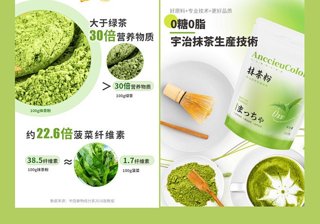 抹茶粉固体饮料包装设计 详情页设计