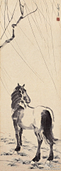 〖徐悲鸿〗(1895～1953)《立马图》1935年作 立轴 设色纸本