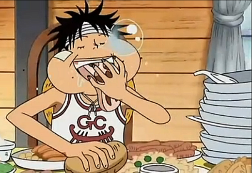 边吃边睡的路飞