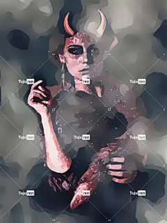 魔鬼 女士 抽烟 火 角 邪恶的 艺术 危险的 女性 恶魔