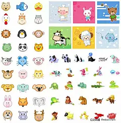 图标大全——动物篇按钮图标|长颈鹿|大象|动物|狗|河马|猴子|狐狸|鸡|老虎|老鼠|牛|企鹅|青蛙|狮子|矢量素材|树袋熊|图标|兔子|熊|熊猫|鸭子|羊|鱼|猪