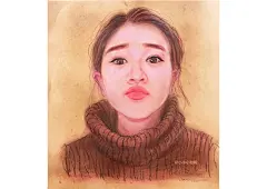 #色粉# #彩铅# #手绘# #绘画# #插画# #人像# #彩头# #素描# #头像#