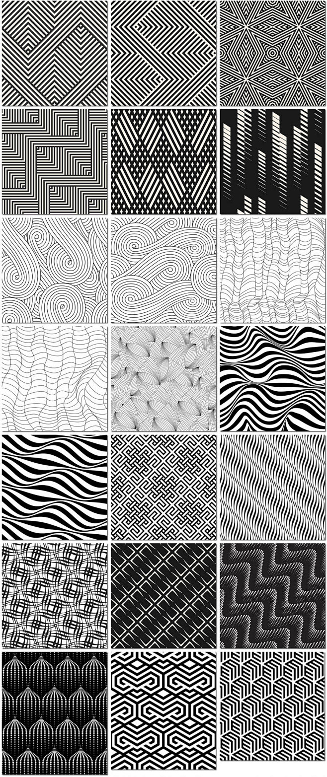 黑白线条四方抽象几何编织图案纹理抱枕印花...