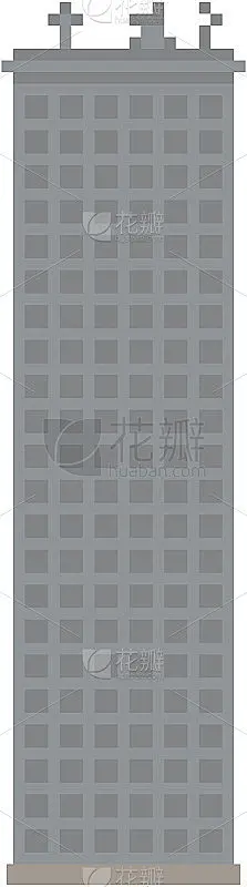 高楼大厦、高塔为电脑像素游戏。城市中心景观与高层摩天大楼
