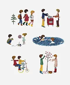 玩耍小孩合集_新图网 https://ixintu.com 小孩 玩耍 游泳 种树 插画 卡通 手绘