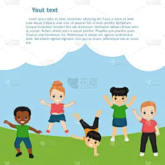 儿童,幸福,可爱的,传单,云,公园,模板,小的,童年,休闲活动