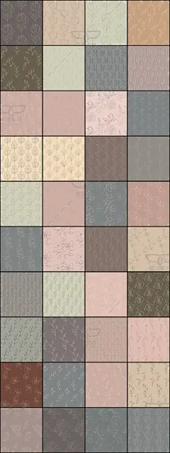 华丽时尚优雅手绘线条花卉四方连续图案包装印花底纹AI矢量图素材-淘宝网