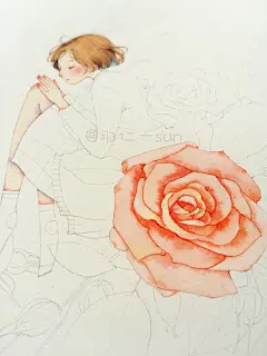 精灵的梦（花火杂志封面，内附几张绘画过程图)-那仁_水彩插画,手绘,那仁,花卉,女孩_涂鸦王国插画