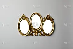 (剪辑路径)空白相框挂在墙上