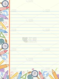 纸,乱画,重返校园,条纹,笔记本,巴士,卷着的,格记录纸,铅笔,云