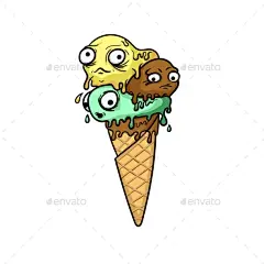僵尸与眼睛和嘴冰淇淋——食物对象Zombie Ice Cream with Eyes and Mouth - Food Objects艺术、香蕉、咖啡、卡通、巧克力、寒冷、色彩艳丽、奶油、令人毛骨悚然的可爱,可爱,美味,甜点,画画,情感,脸,食品,冷冻,有趣,有趣,冰,冰淇淋、插图、孤立、心果、微笑,夏天,甜蜜,美味,矢量,僵尸漫画 art, banana, cafe, cartoon, chocolate, cold, colorful, cream, creepy cute, cute, delici