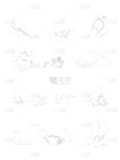 常规插画云朵爆炸云雾特效组合元素素材