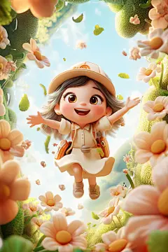 儿童形象穿越隧道玩耍