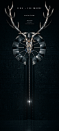 vanitas composition death time clock design sculpture bronze metal artwork art stag animal