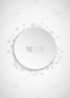 雪花在白纸背景上相框