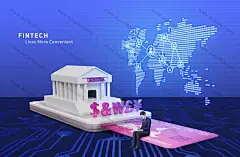 银行理财 货币符号 移动金融 科技商务海报PSD10图片海报设计科技海报首页素材