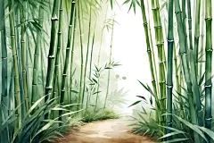 清新竹叶中国风竹子竹林自然风景插画