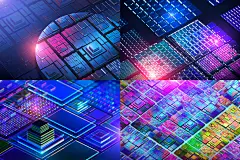 Nano Technology Background 17款未来科幻人工智能纳米技术芯片科技海报背景底纹ps设计素材_UIGUI