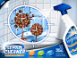 蓝色背景 厨房清洁剂 形象去污除菌 洗护用品 海报设计AI广告海报素材下载-优图-UPPSD