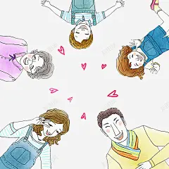 手绘卡通有爱的一家人的高清素材 png 页面网页 平面电商 创意素材 png素材